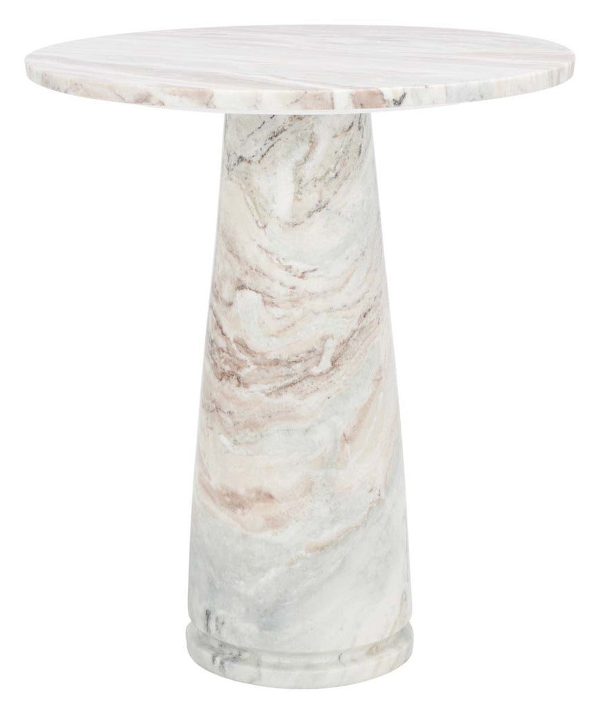 Safavieh Couture Valentia Tall Round Marble Accent Table -  White / Brown