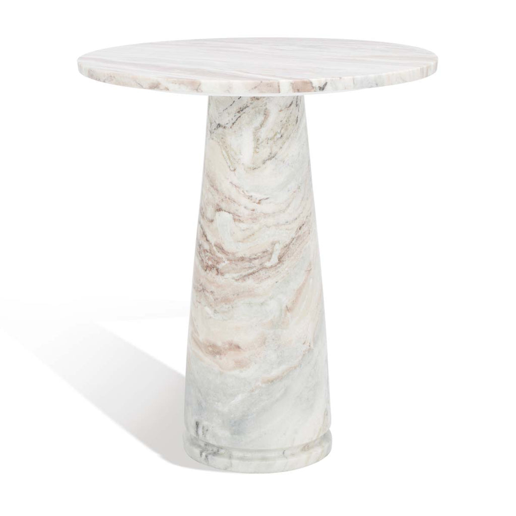 Safavieh Couture Valentia Tall Round Marble Accent Table -  White / Brown