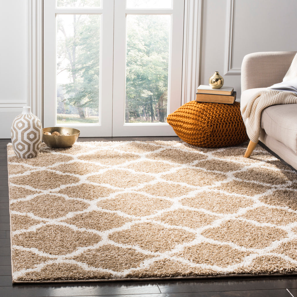 Geometric Area Rug, SG168A, 120 X 180 cm in Dark Beige / Ivory