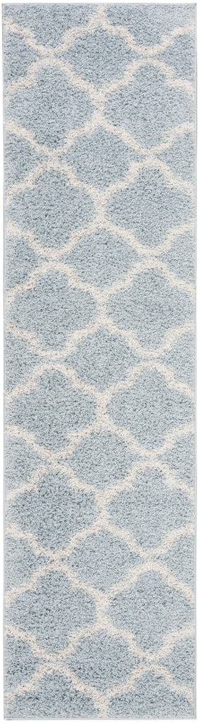 Geometric Runner Rug, SG168D, 62 X 240 cm in Blue / Ivory