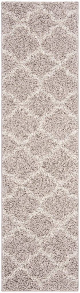 Geometric Runner Rug, SG168F, 62 X 240 cm in Light Grey / Ivory