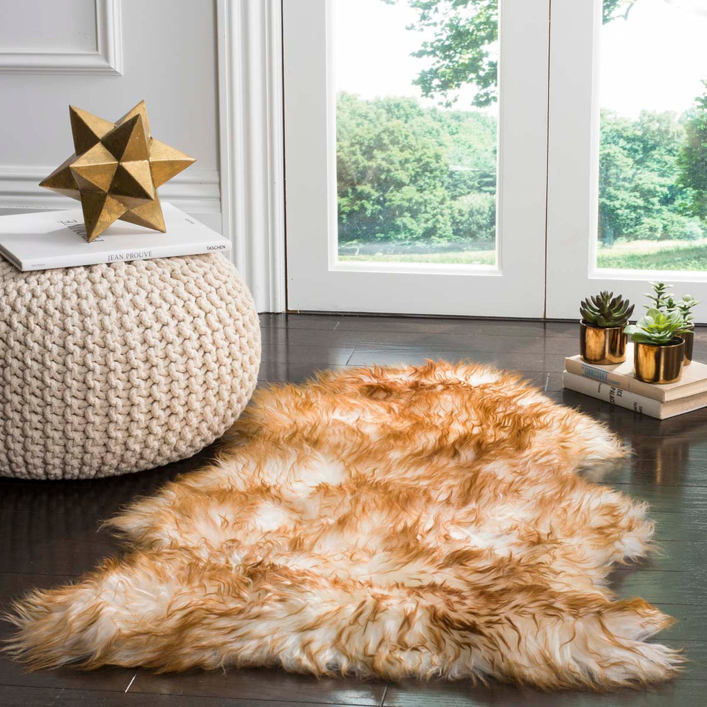 Safavieh Sheep Skin Rug Collection SHS121D - Off White / Coco Brown