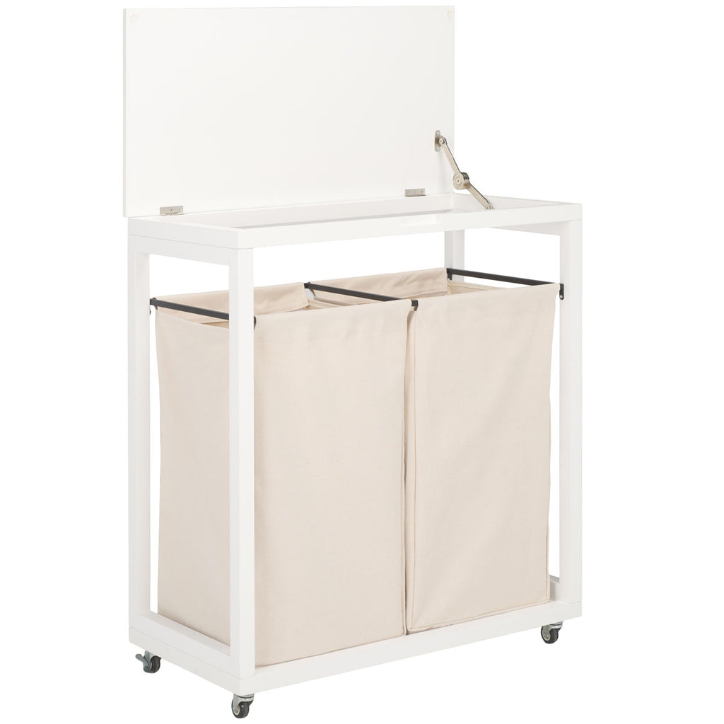 Safavieh Leanna Laundry Basket - White / Beige