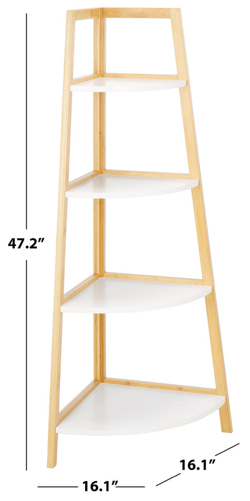 Safavieh Rainier 4 Tier Corner Shelf - White / Natural