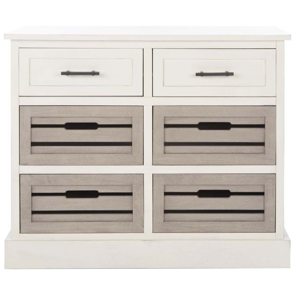 Safavieh Briar Removable 6 Drawer Storage Chest  - Distrssed White / Greige