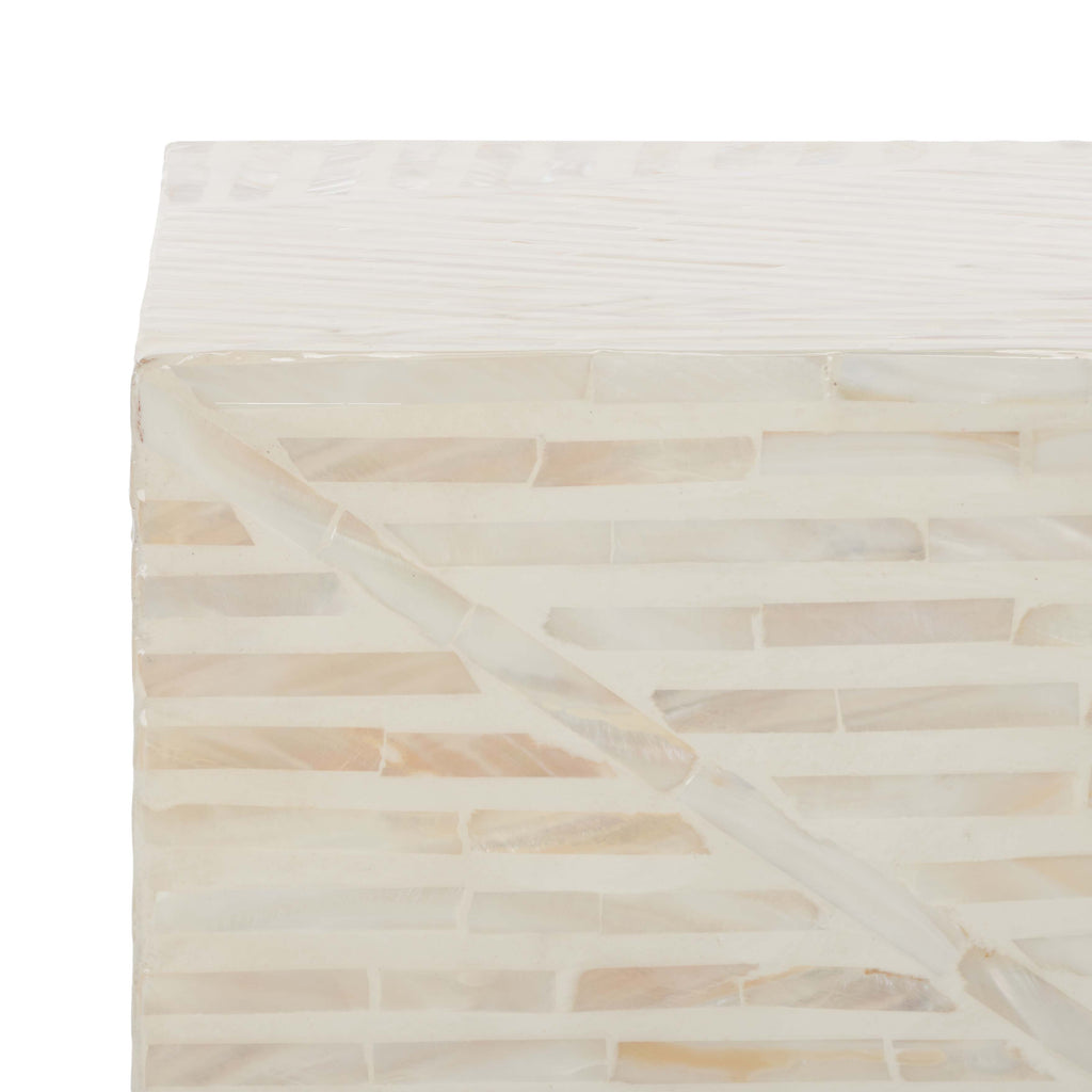 Safavieh Kiely Square Stool - Champagne Faux Mother Of Pearl