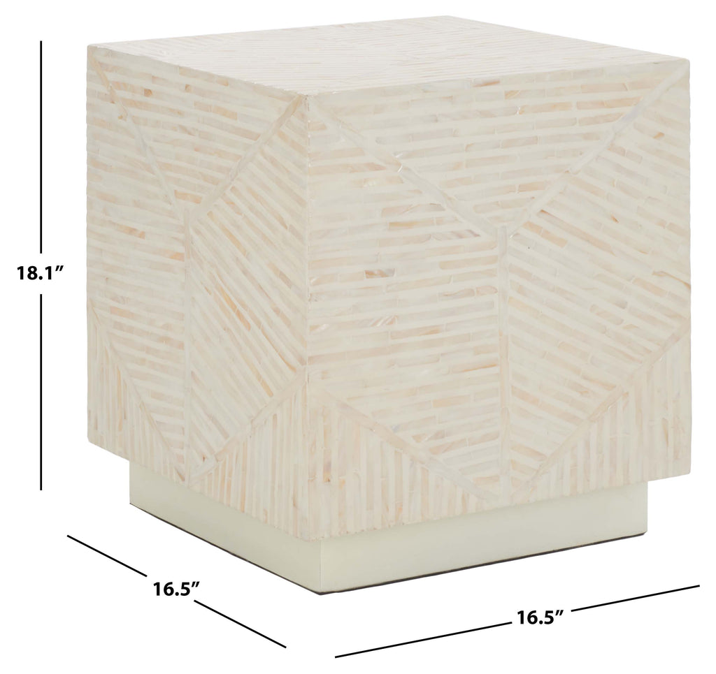Safavieh Kiely Square Stool - Champagne Faux Mother Of Pearl