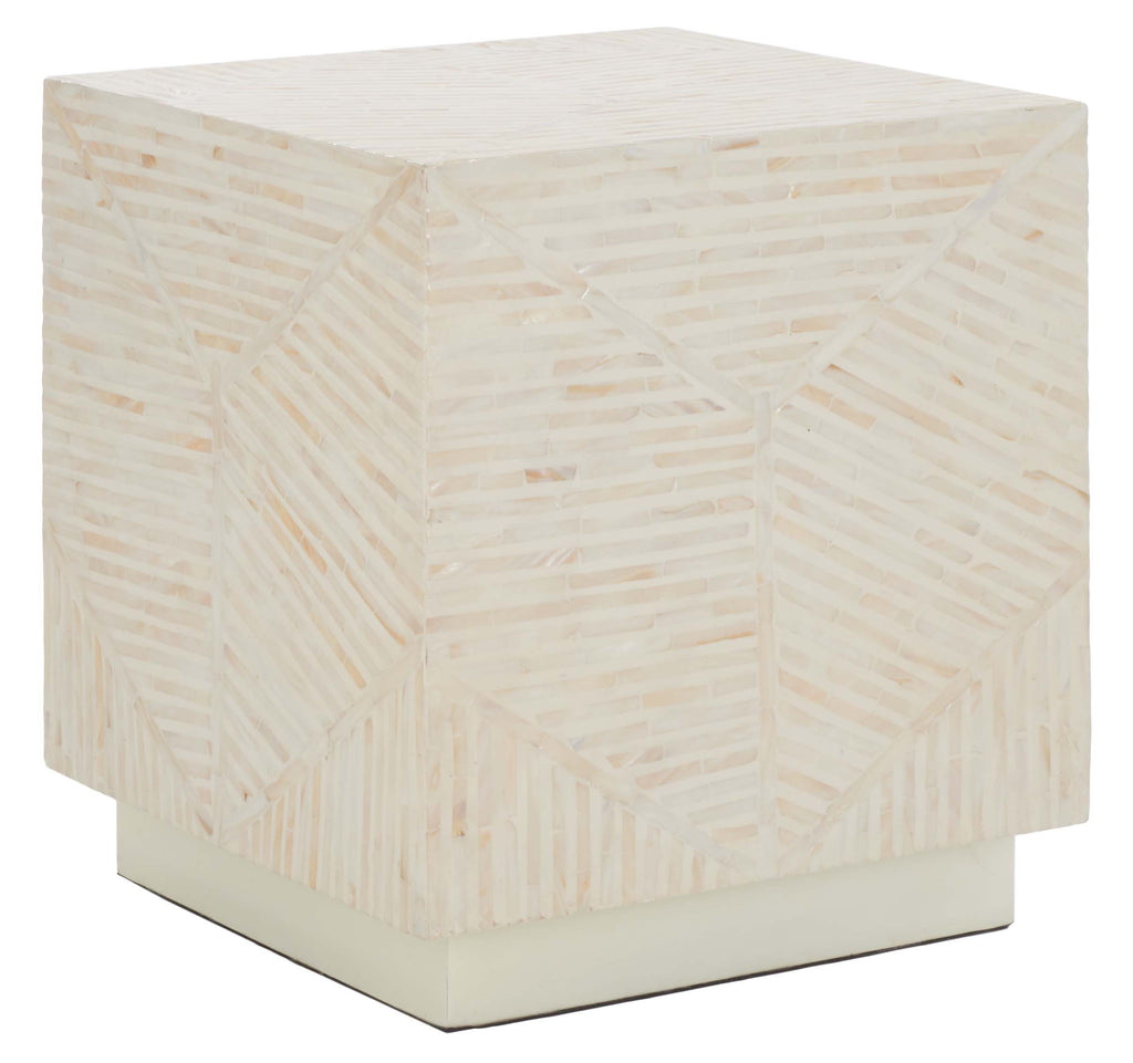 Safavieh Kiely Square Stool - Champagne Faux Mother Of Pearl