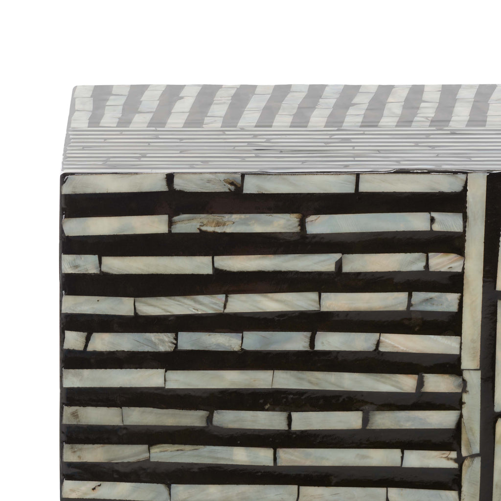 Safavieh Hamza Square Stool - Multi Black Faux Mother Of Pearl