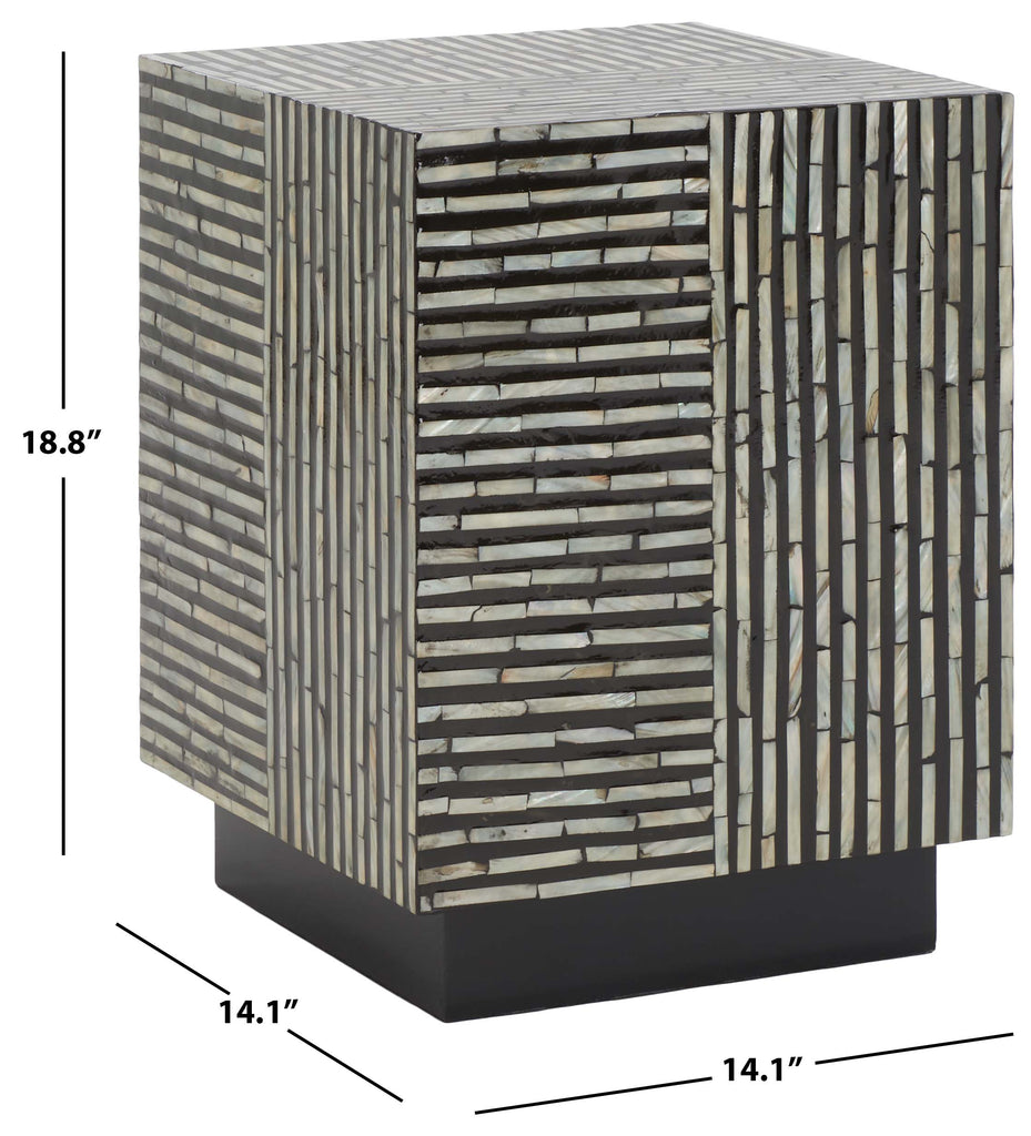 Safavieh Hamza Square Stool - Multi Black Faux Mother Of Pearl
