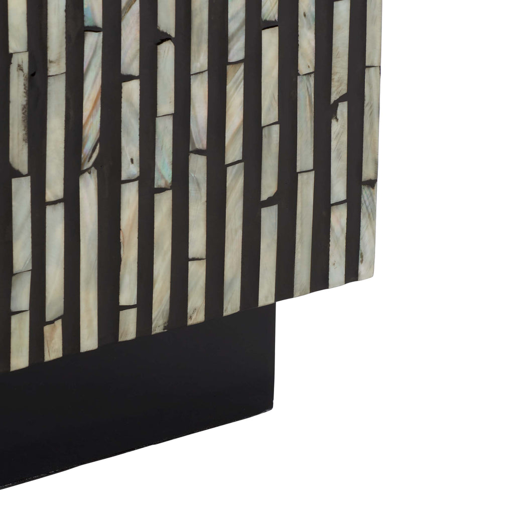 Safavieh Hamza Square Stool - Multi Black Faux Mother Of Pearl