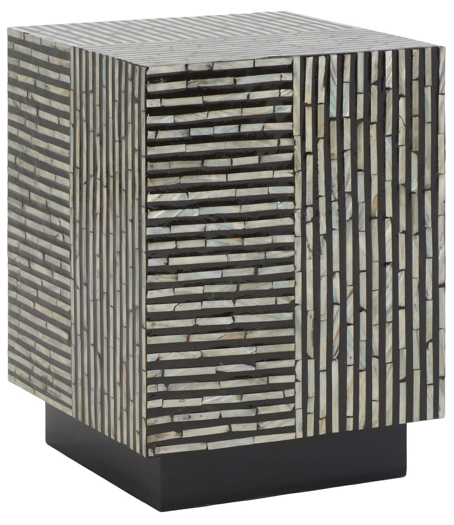 Safavieh Hamza Square Stool - Multi Black Faux Mother Of Pearl