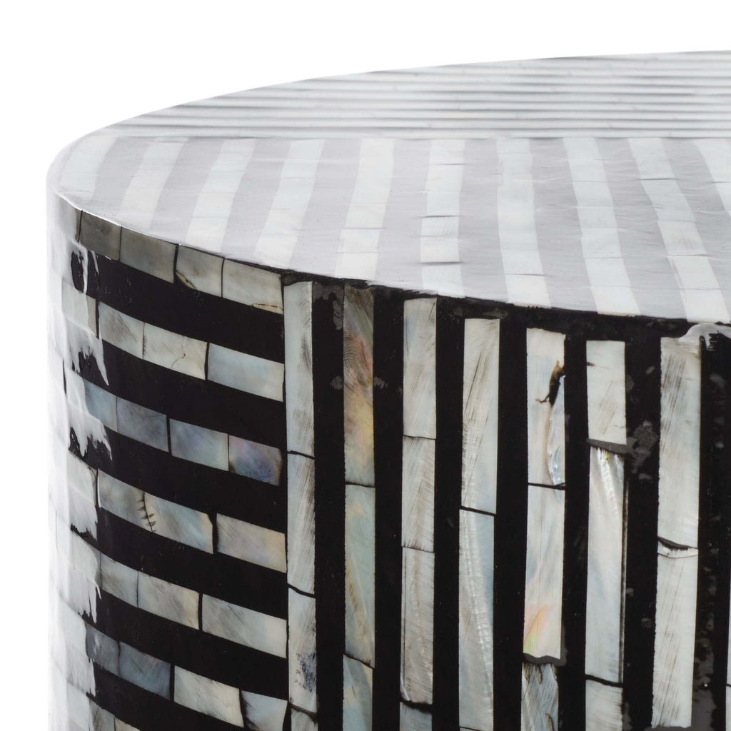 Safavieh Harlon Round Stool - Multi Black Faux Mother Of Pearl