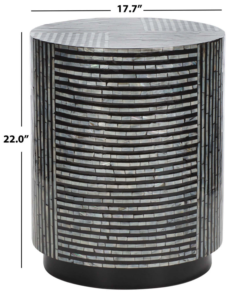 Safavieh Harlon Round Stool - Multi Black Faux Mother Of Pearl