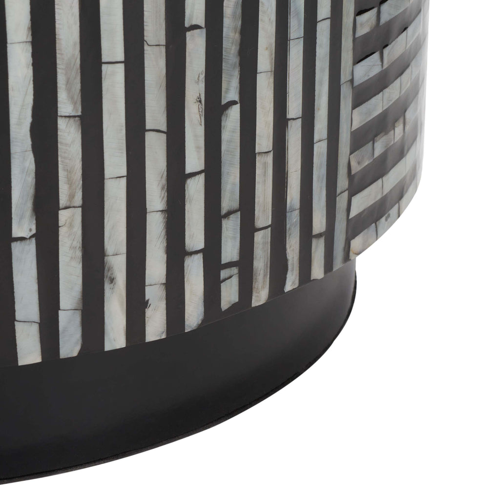 Safavieh Harlon Round Stool - Multi Black Faux Mother Of Pearl