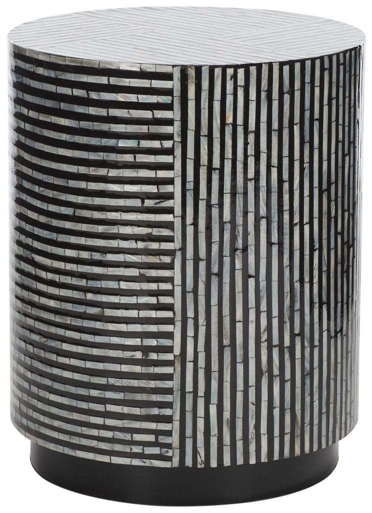Safavieh Harlon Round Stool - Multi Black Faux Mother Of Pearl
