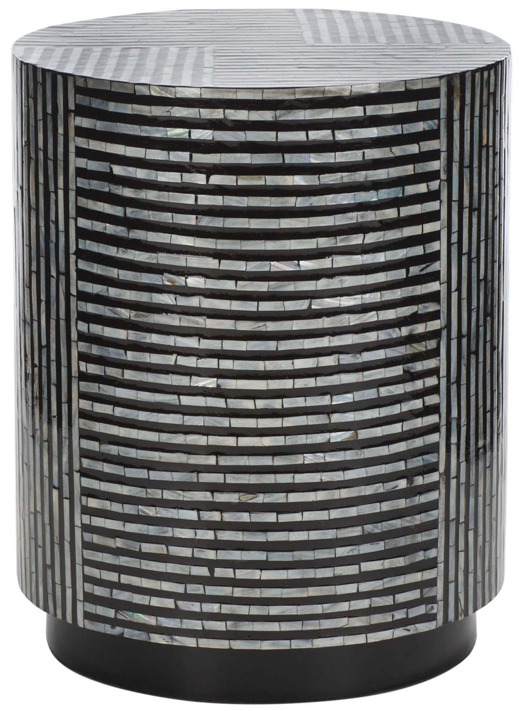 Safavieh Harlon Round Stool - Multi Black Faux Mother Of Pearl