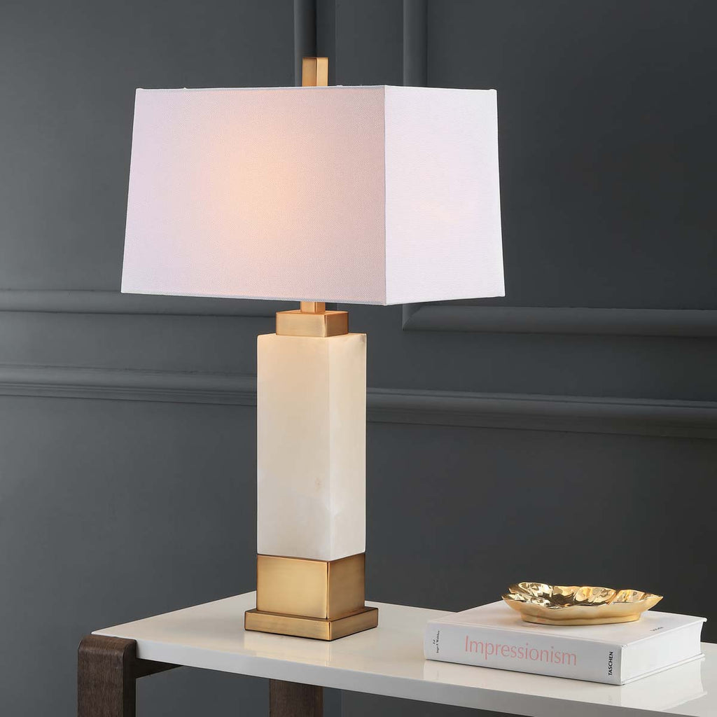 Safavieh Rozella Alabaster 29.5 Inch H Table Lamp -White/Gold