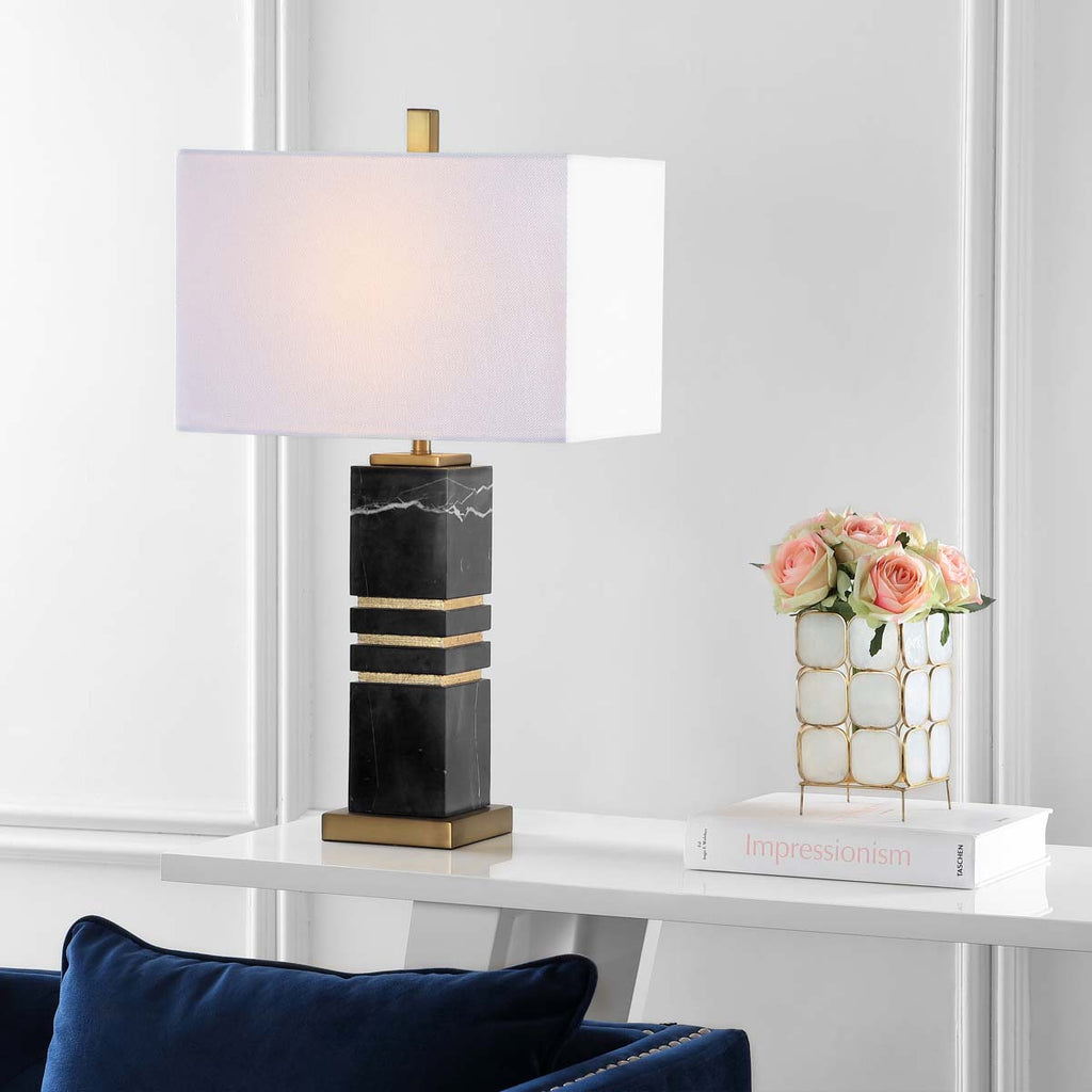 Safavieh Jaxton Marble 27.5 Inch H Table Lamp -Black/Gold