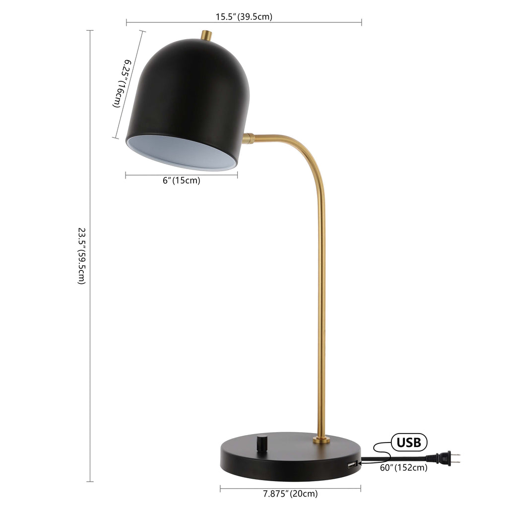 Drina Table Lamp W/ USB  | Safavieh - TBL4017-U - Black / Gold