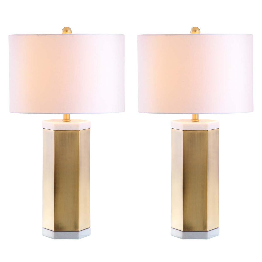 Safavieh Alya Table Lamp-White/Brass Gold (Set of 2)