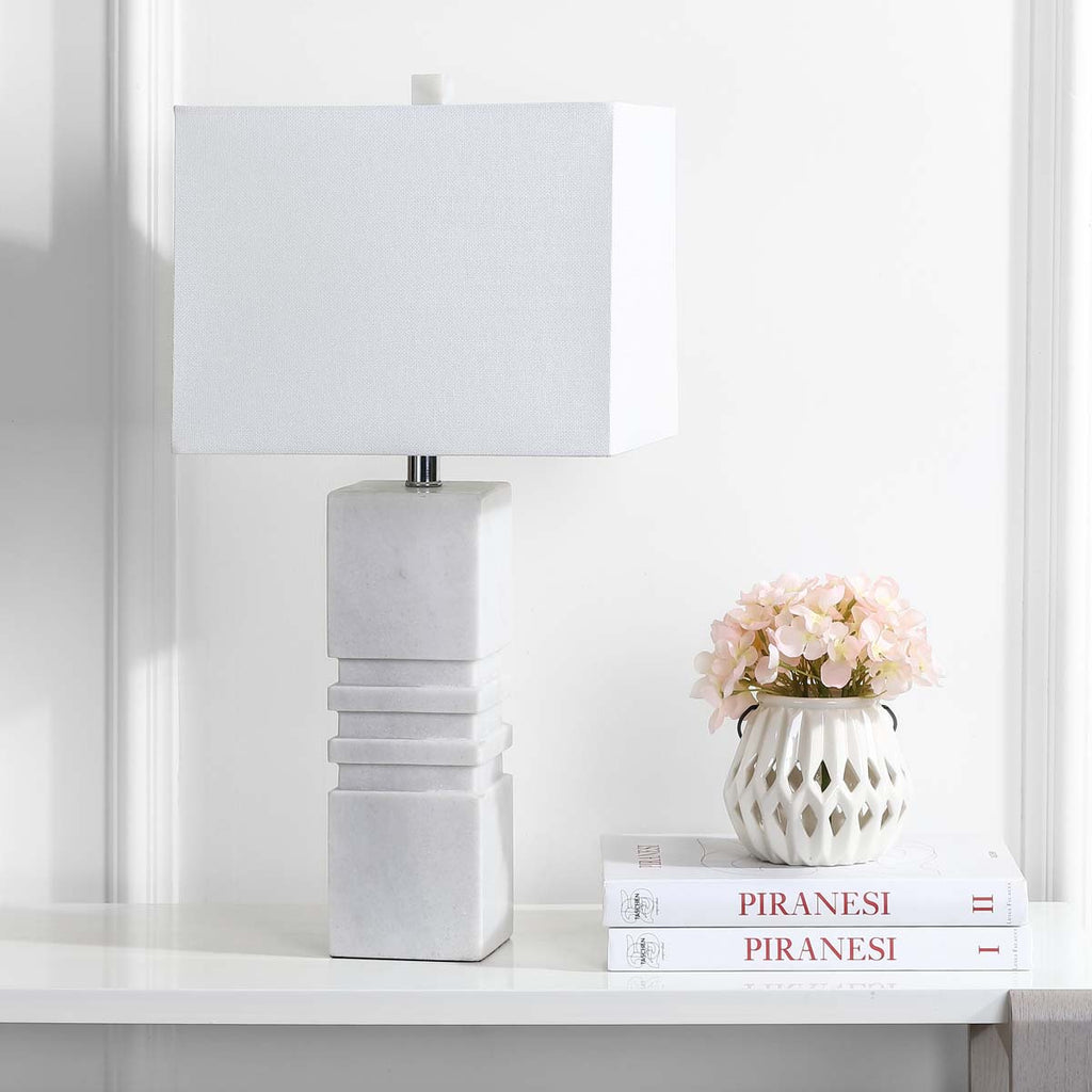 Safavieh Faye Marble Table Lamp-White