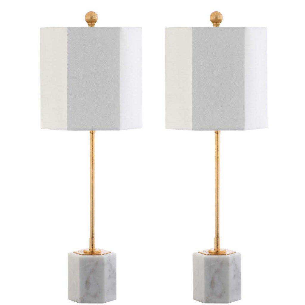 Safavieh Magdalene Marble Table Lamp-White/Gold Leaf (Set of 2)