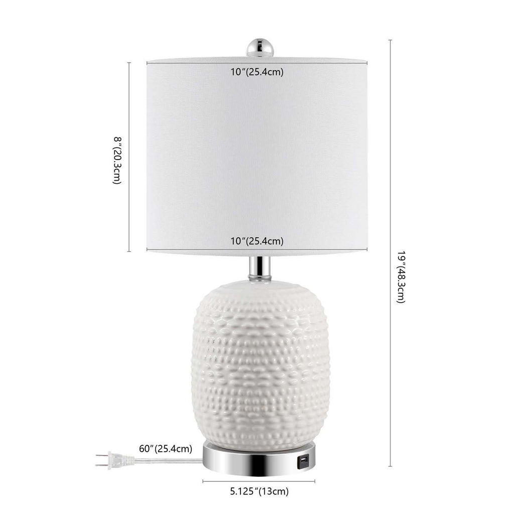 Tucana Table Lamp W/ USB  | Safavieh - TBL4099-U - White