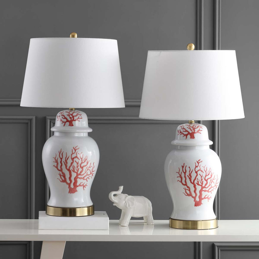 Safavieh Emory Table Lamp-Red/White (Set of 2)