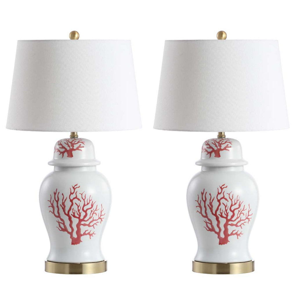 Safavieh Emory Table Lamp-Red/White (Set of 2)