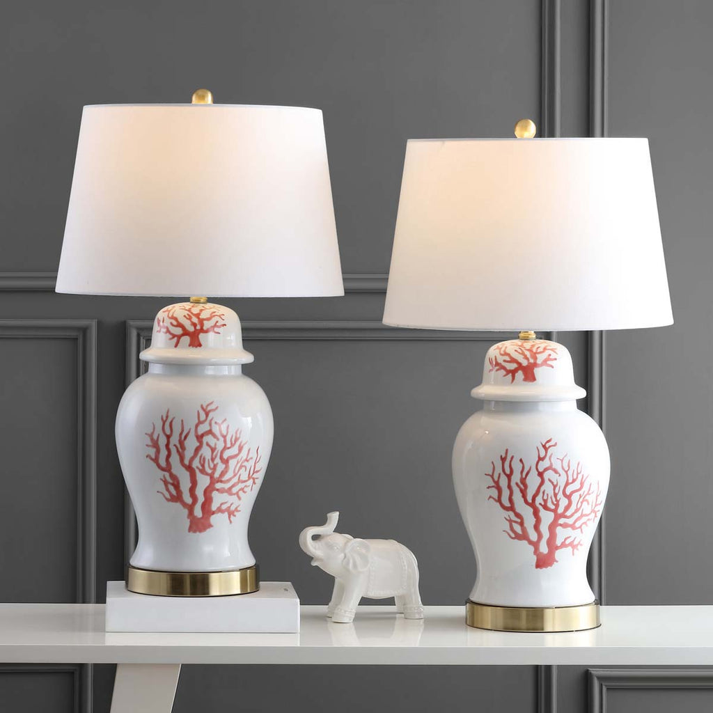 Safavieh Emory Table Lamp-Red/White (Set of 2)