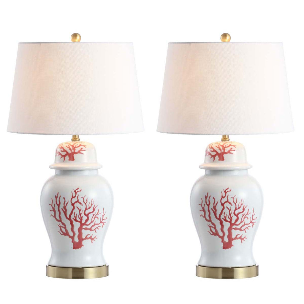 Safavieh Emory Table Lamp-Red/White (Set of 2)