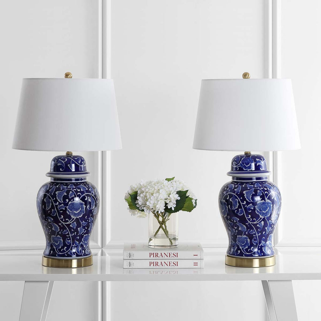 Safavieh Aharon Table Lamp-Navy/White (Set of 2)