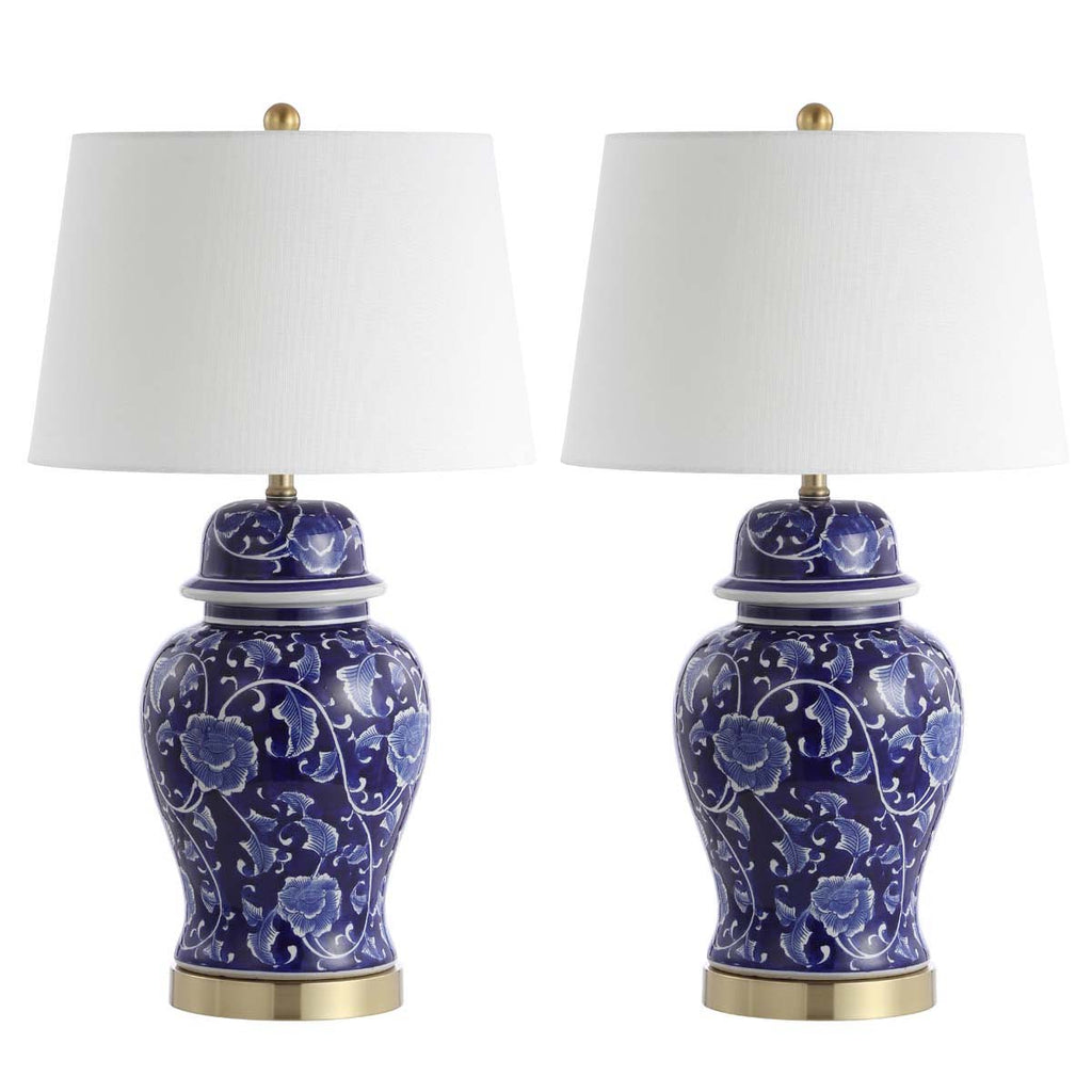 Safavieh Aharon Table Lamp-Navy/White (Set of 2)