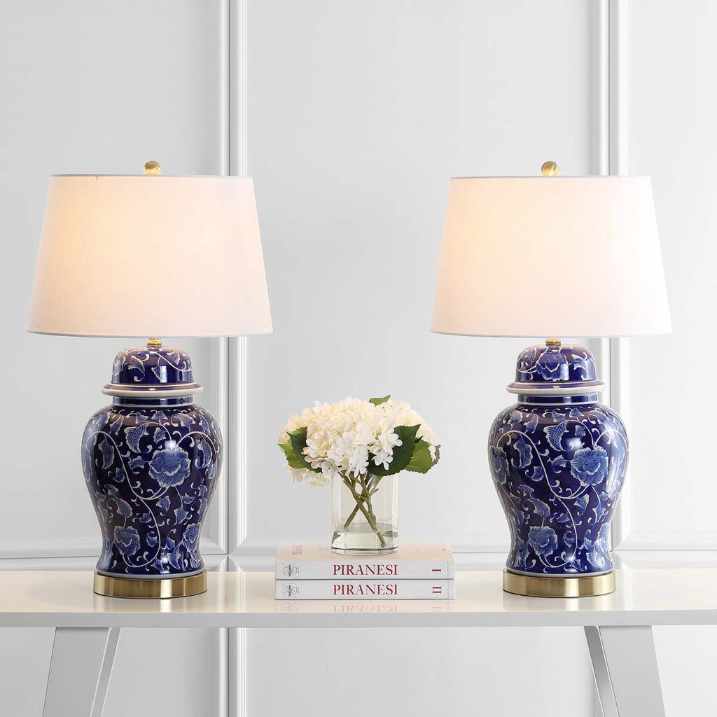 Safavieh Aharon Table Lamp-Navy/White (Set of 2)