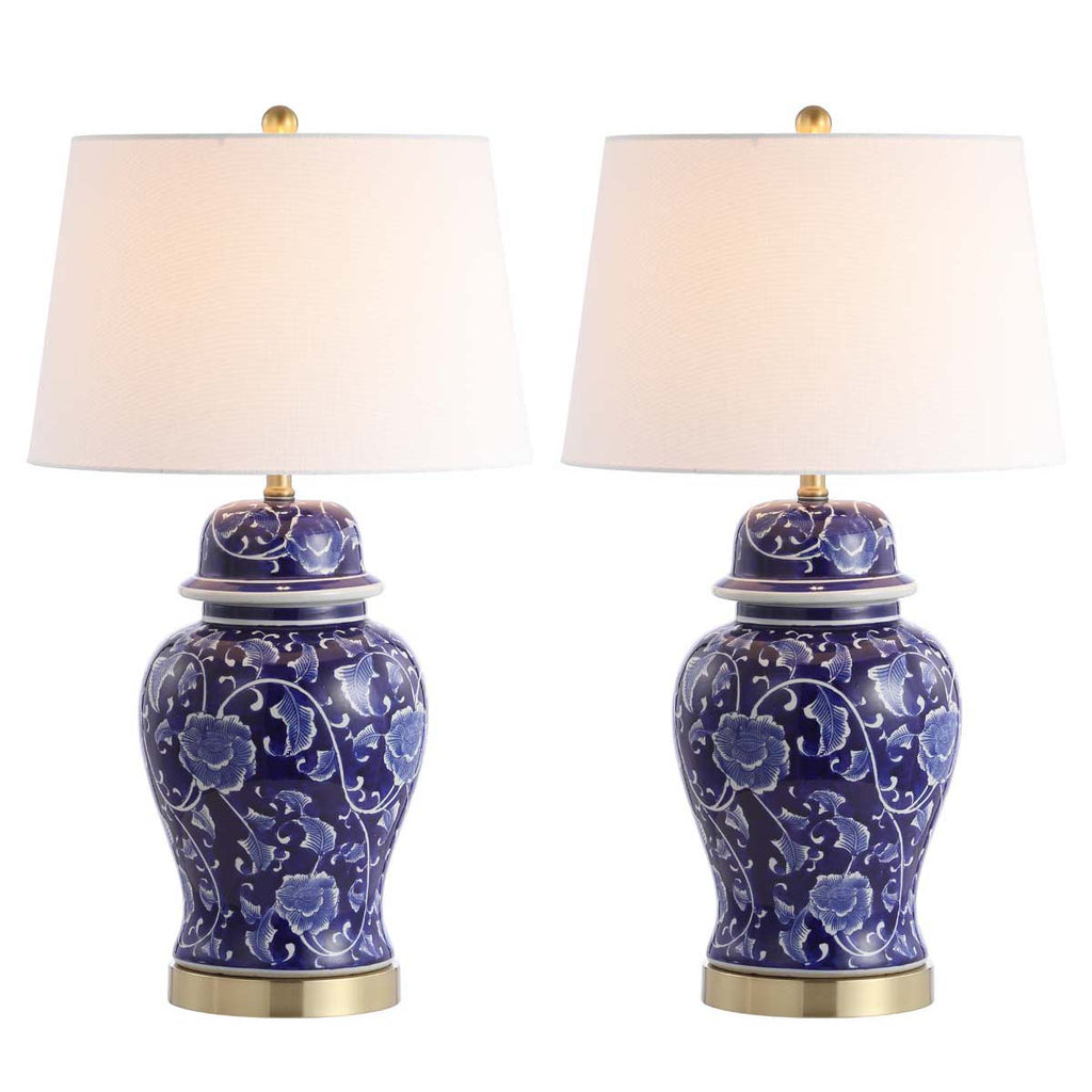 Safavieh Aharon Table Lamp-Navy/White (Set of 2)