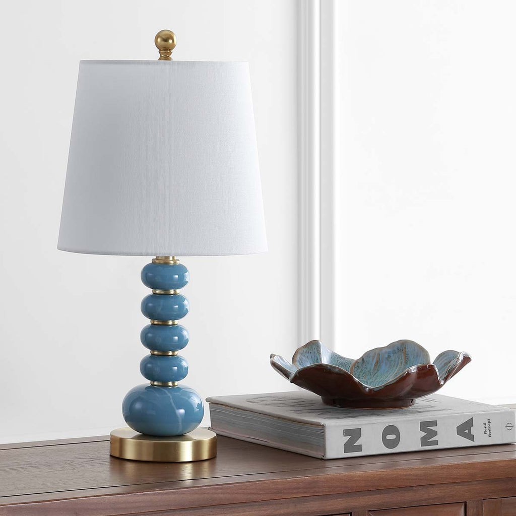 Safavieh Trace Table Lamp-Light Blue Marble Finish/Brass Gold