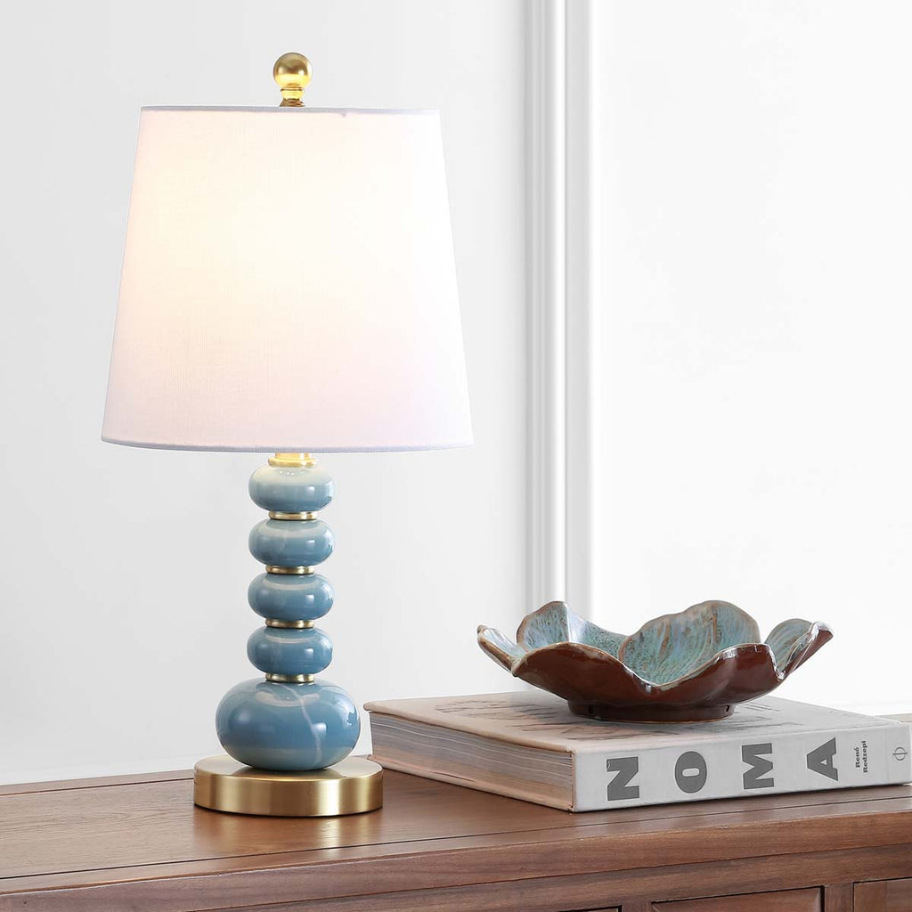 Safavieh Trace Table Lamp-Light Blue Marble Finish/Brass Gold