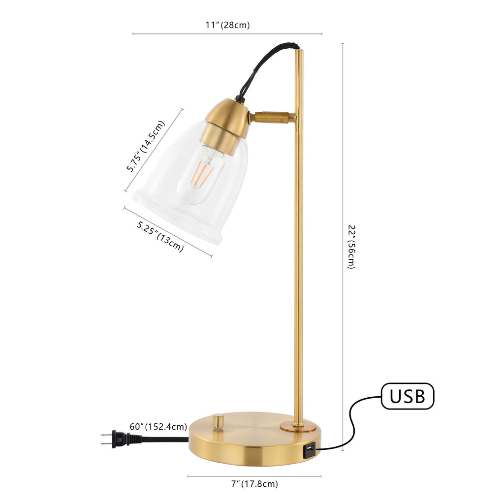 Gibson Table Lamp W/ USB  | Safavieh - TBL4185-U - White / Gold