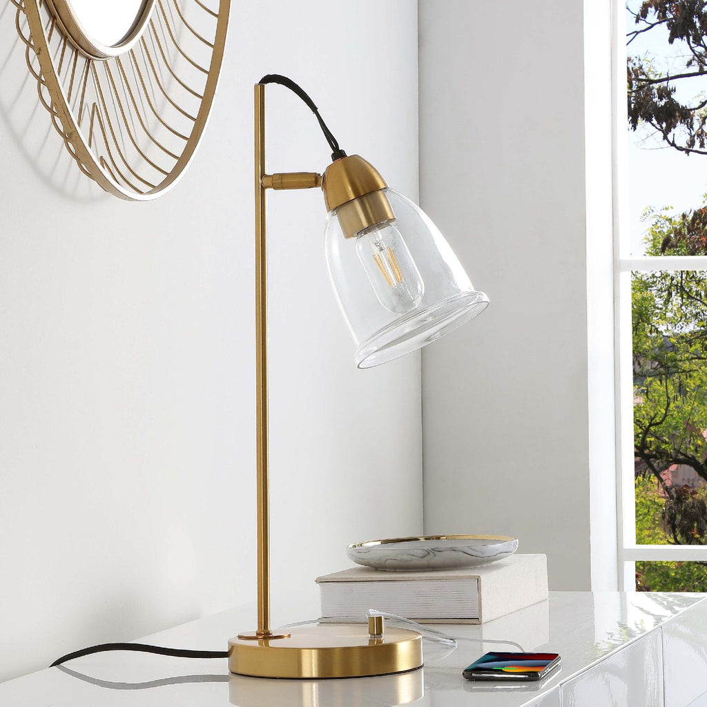 Gibson Table Lamp W/ USB  | Safavieh - TBL4185-U - White / Gold