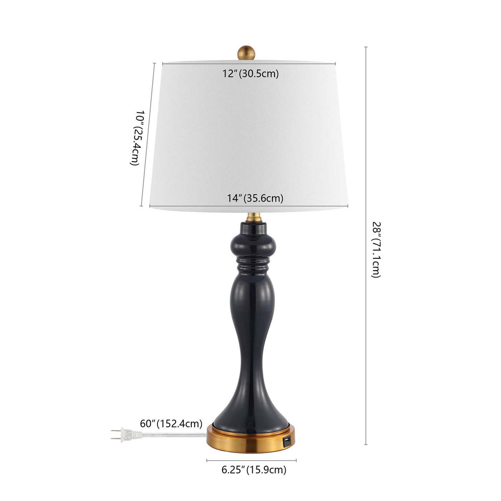 Cayson Table Lamp W/ USB  | Safavieh - TBL4203-U - Navy/Gold