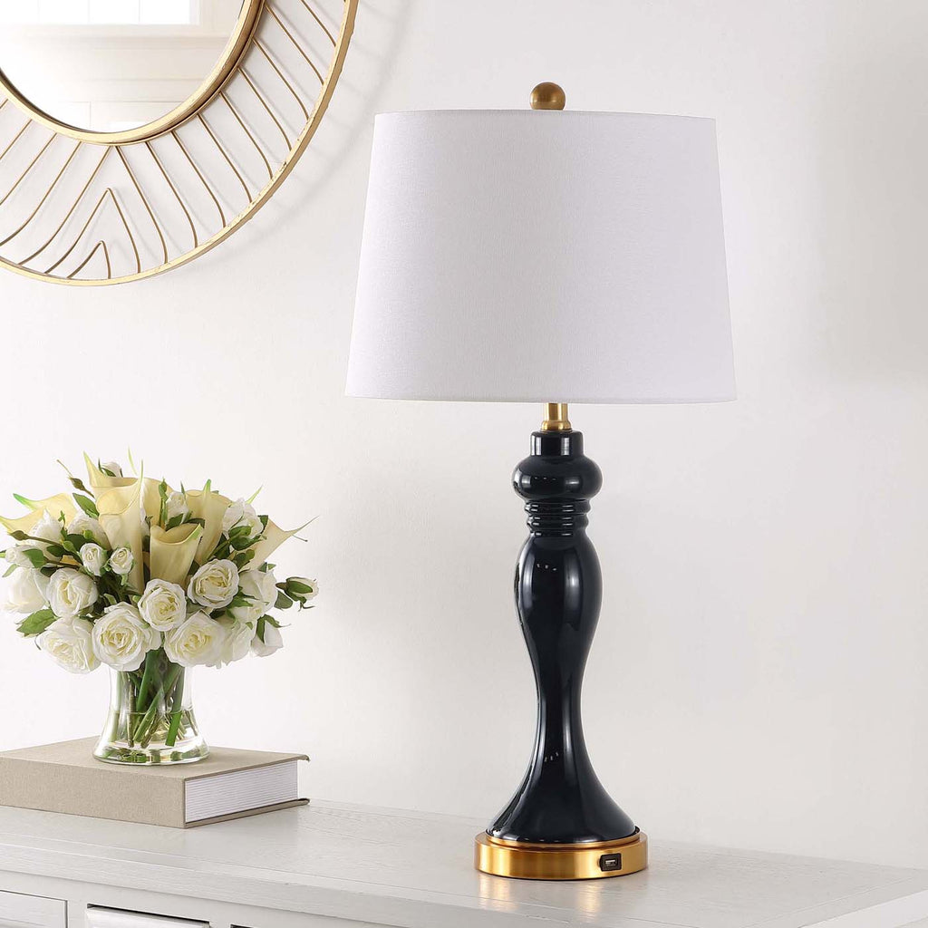 Cayson Table Lamp W/ USB  | Safavieh - TBL4203-U - Navy/Gold