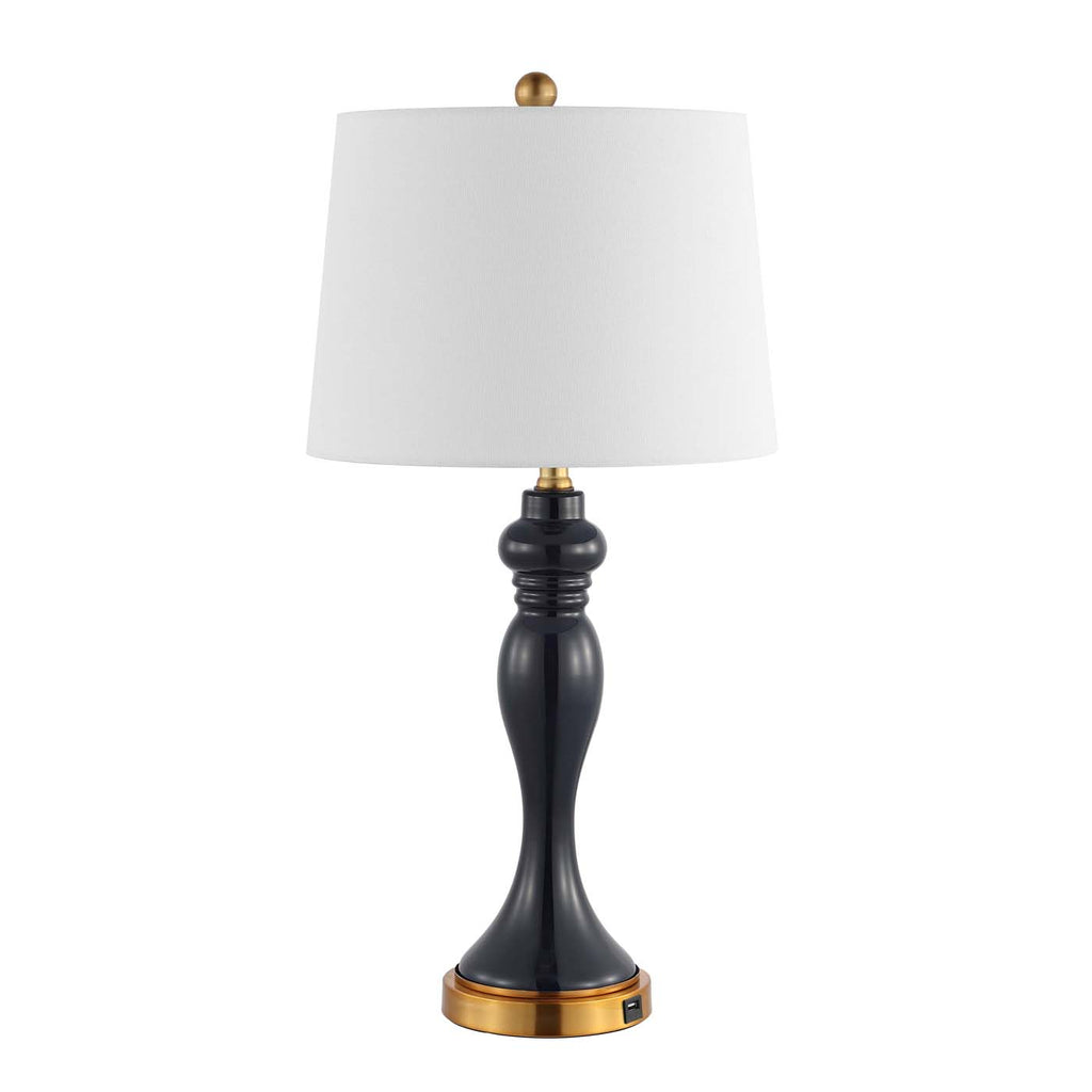 Cayson Table Lamp W/ USB  | Safavieh - TBL4203-U - Navy/Gold