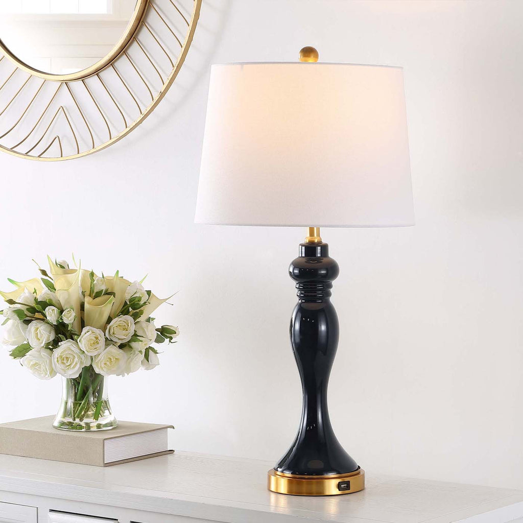 Cayson Table Lamp W/ USB  | Safavieh - TBL4203-U - Navy/Gold