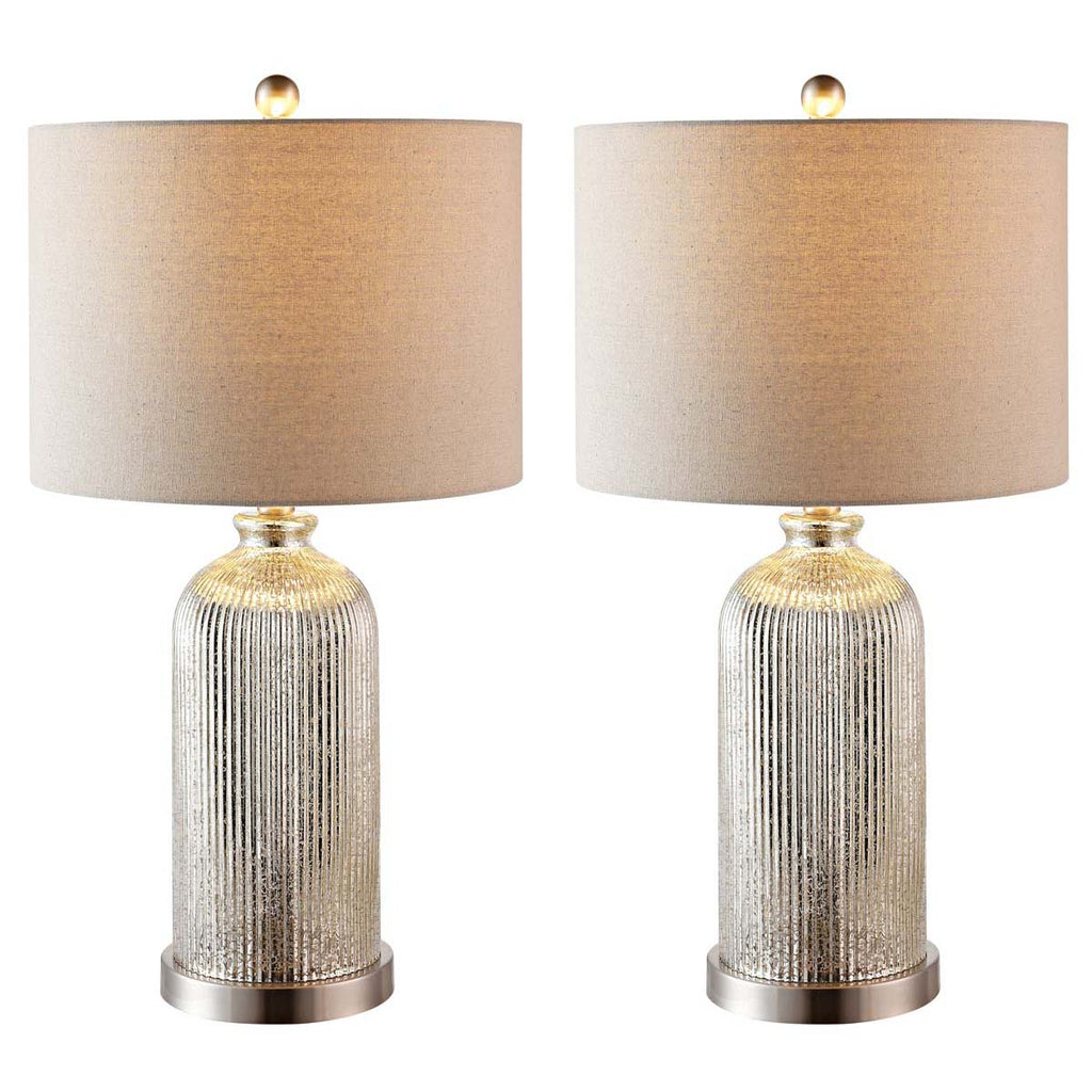 Safavieh Ashson Table Lamp-Silver/Ivory (Set of 2)