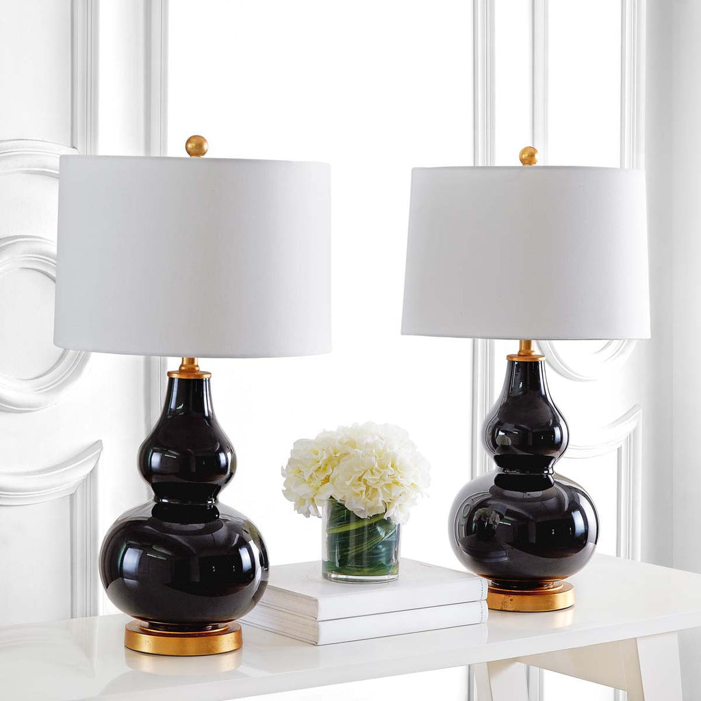 Safavieh Karlen Table Lamp-Black/Gold Leaf (Set of 2)