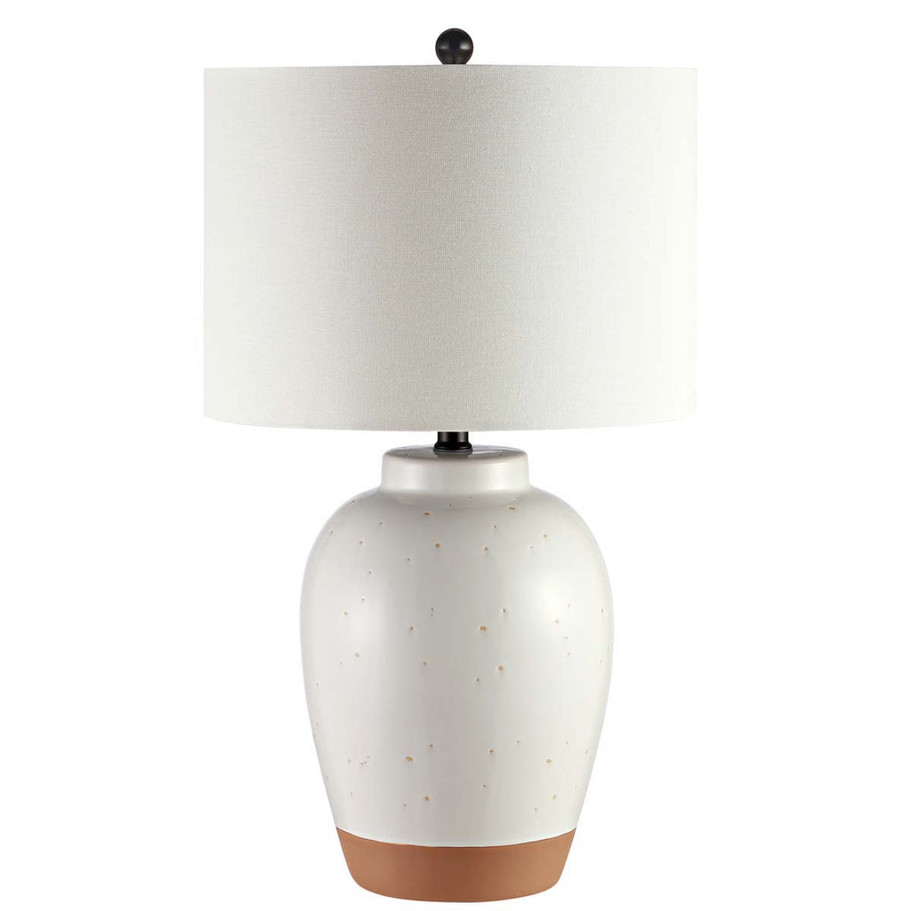 Safavieh Portcia Table Lamp-Speckled Ivory Glaze With Bottom Clay Color