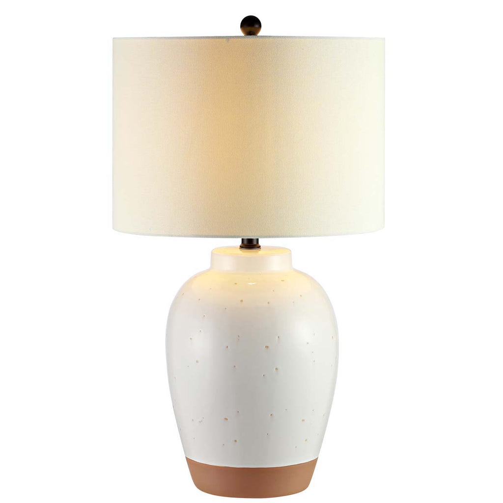 Safavieh Portcia Table Lamp-Speckled Ivory Glaze With Bottom Clay Color