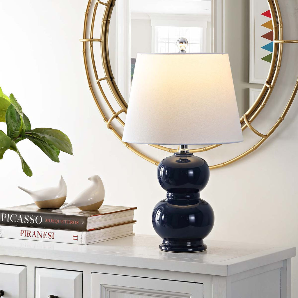 Everlee Ceramic Table Lamp | Safavieh - TBL4286 - Navy 