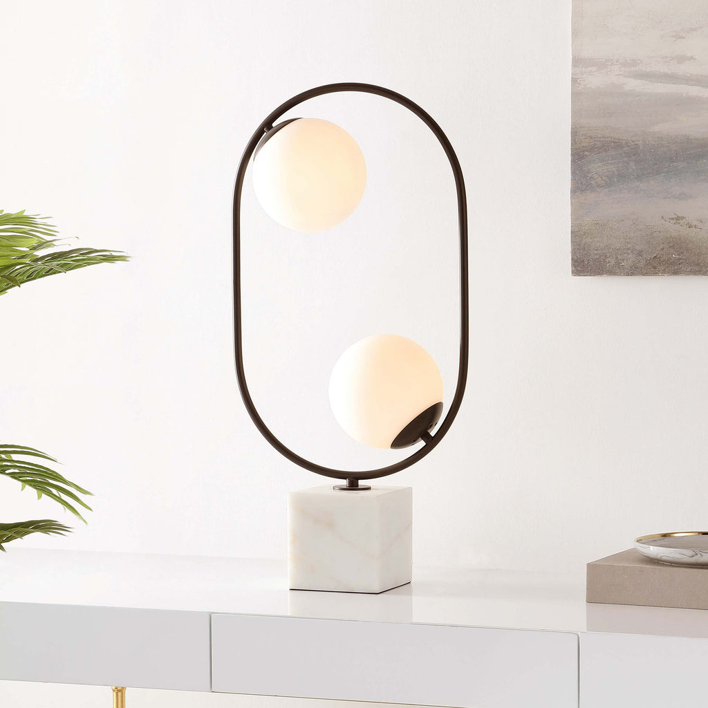 Imrie Table Lamp  | Safavieh - TBL4318 - White/Black